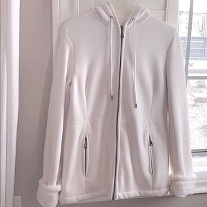 FUDA small ivory hooded soft furry jacket coat​